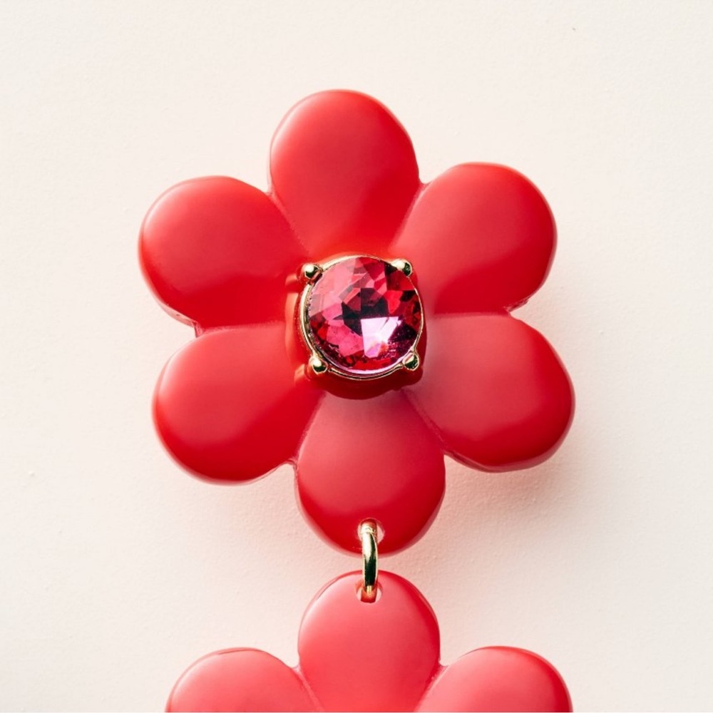 Kate Spade x Target Red Floral Linear Earrings NWT - Picture 2 of 3